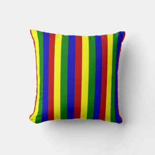 Primary Colours Thin Stripes-Sq Throw Pillow
