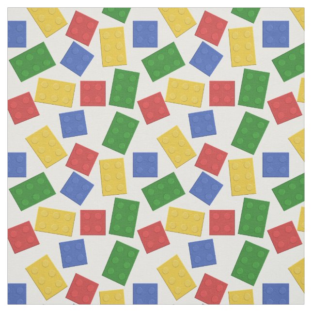 Primary Colours Toy Building Bricks Pattern Print Fabric (Swatch)