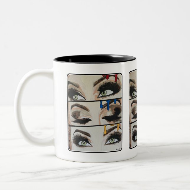 ‘Primary Concern’ Painting on a  Two-Tone Coffee Mug (Left)