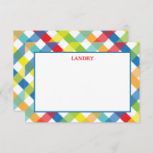 Primary Criss Cross Personalized Flat Note Cards