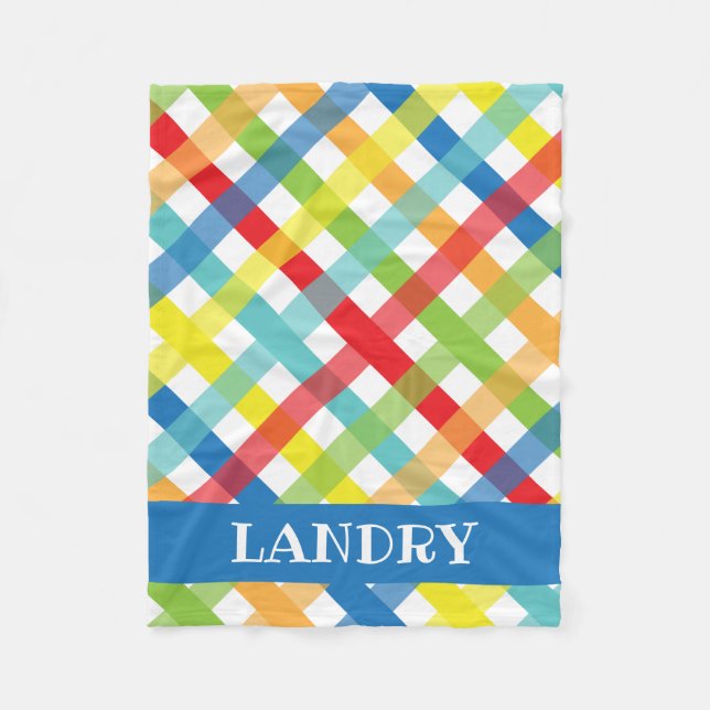 Primary Criss Cross Personalized Fleece Blanket (Front)