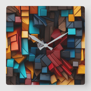 Primary Cubes Square Wall Clock