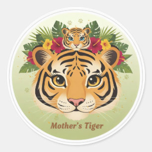 Primary: Cute Mother Tiger and Cub Sticker - Maa b