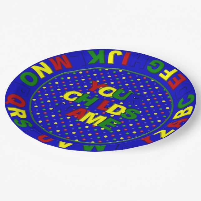 Primary Dots Alphabet, Blue-Paper Plate (Angled)