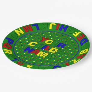 Primary Dots Alphabet, Green-Paper Plate