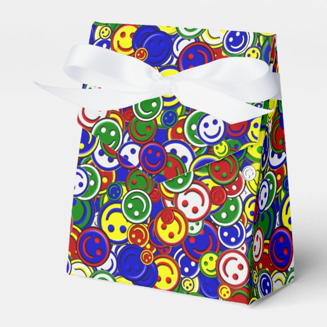 Primary Happy Face Allover Beads Favor Box (Front Side)