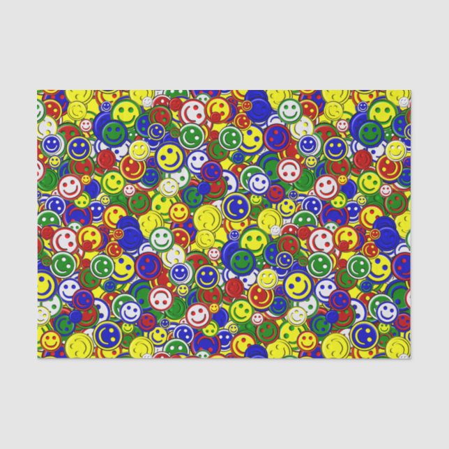 Primary Happy Face Allover Beads Tissue Paper (Front)