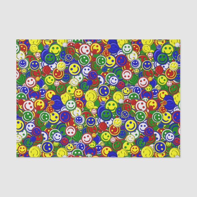 Primary Happy Face Allover Beads Tissue Paper (Front)