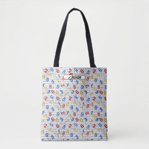Primary Numbers Red Yellow Blue Binary Code Tote Bag