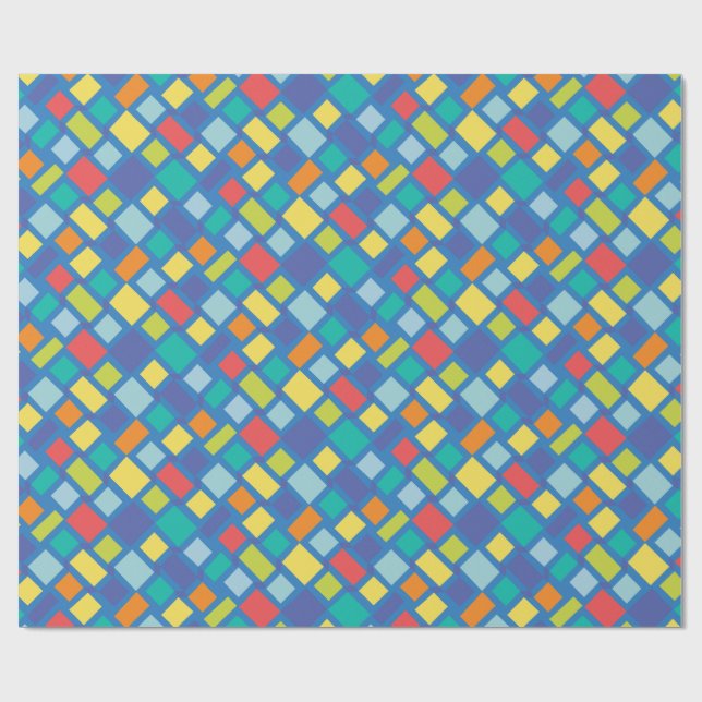 Primary Party Chequerboard Kid's   Wrapping Paper (Flat)