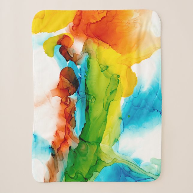 Primary Plume - Watercolors Sherpa Blanket (Front)