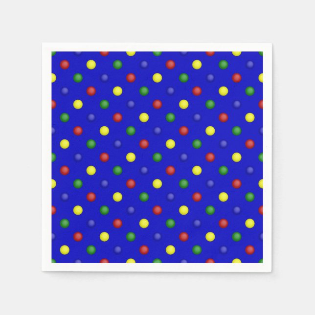 Primary Polka Dots-Blue Paper Napkins (Front)