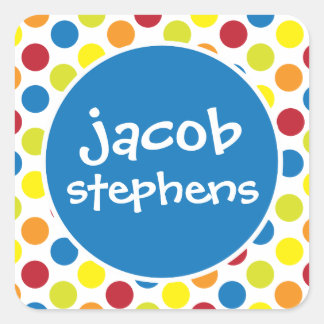 Primary Polka Dots Personalized Stickers