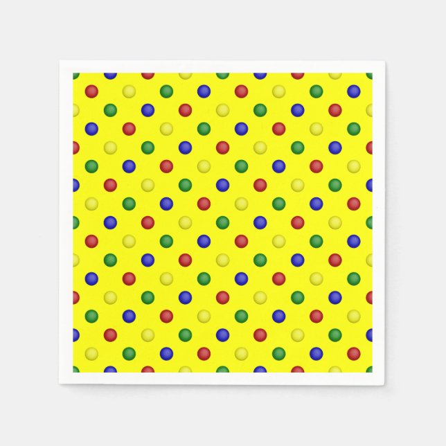 Primary Polka Dots-Yellow Paper Napkins (Front)