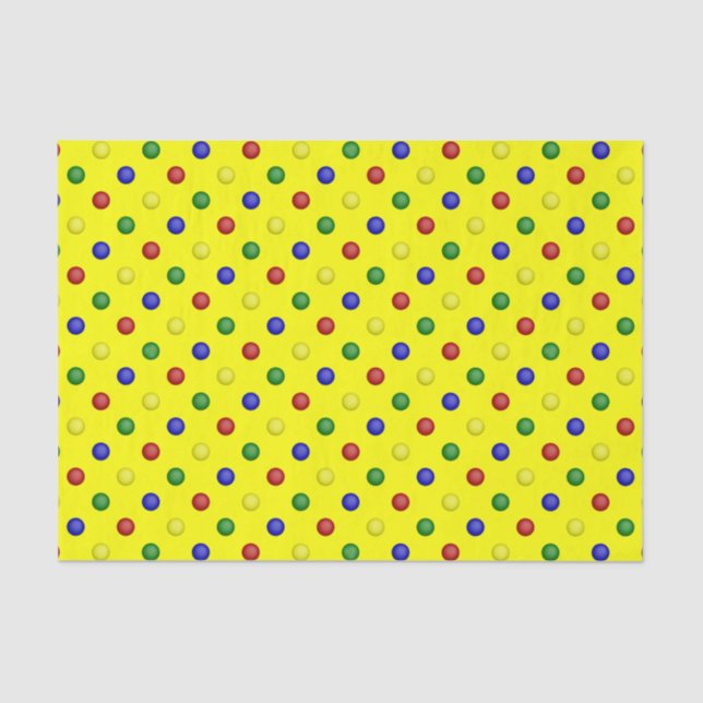 Primary Polka Dots,Yellow-TISSUE WRAP PAPER (Front)