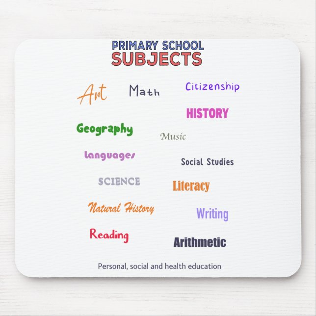 Primary School Subjects Mouse Pad (Front)