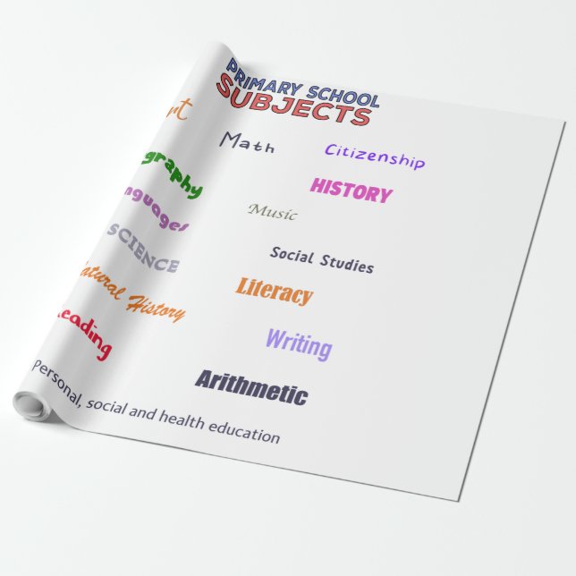 Primary School Subjects Wrapping Paper (Unrolled)