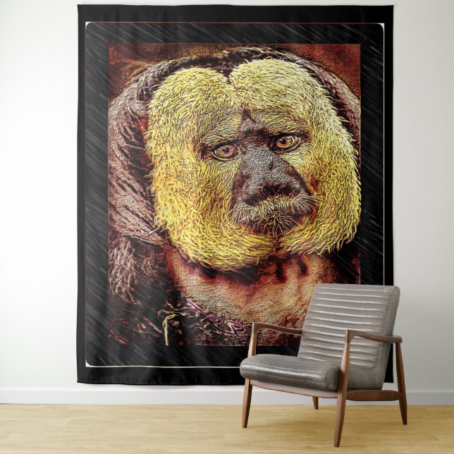 Primate Models: White-faced Saki monkey Tapestry (In Situ)
