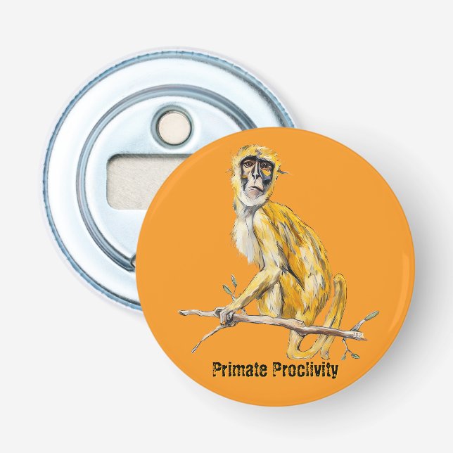 Primate Proclivity Monkey magnetic bottle opener (Front)