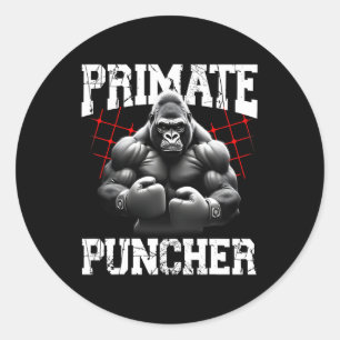 Primate Puncher Boxing Muscular Gorilla Boxer Ape Classic Round Sticker