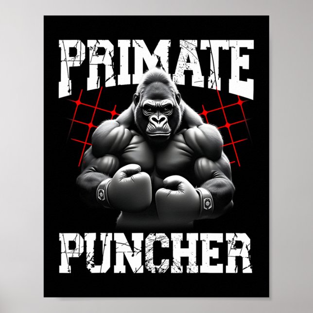 Primate Puncher Boxing Muscular Gorilla Boxer Ape  Poster (Front)