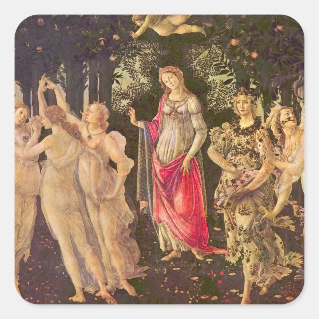 Primavera, Allegory of Spring by Sandro Botticelli Square Sticker (Front)