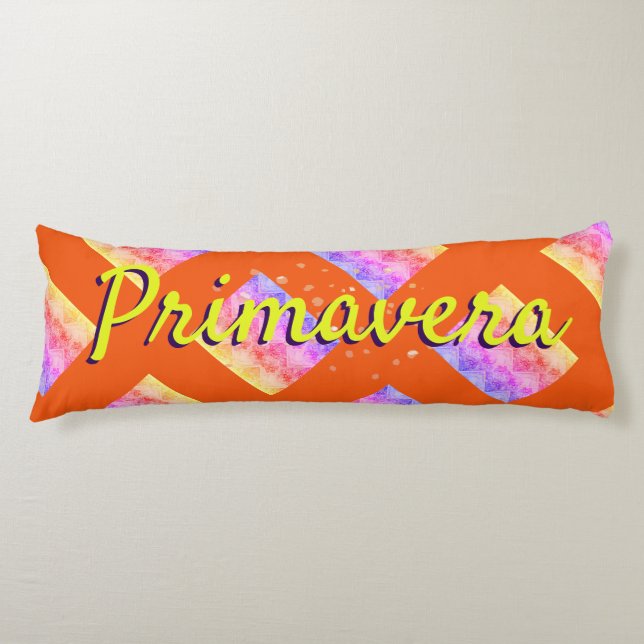 Primavera colourful yellow orange pink pattern body pillow (Front)