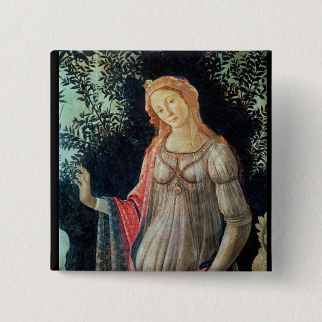 Primavera, detail of Venus, c.1478 2 Inch Square Button (Front)