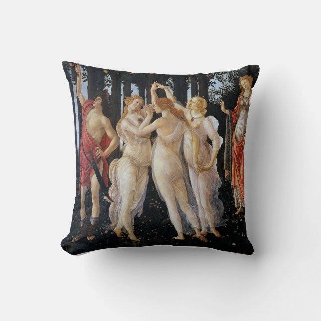 Primavera (detail), Sandro Botticelli, 1482 Throw Pillow (Front)