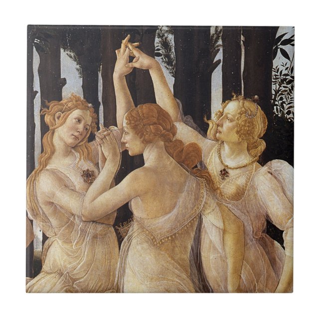 Primavera, Three Graces by Sandro Botticelli Tile (Front)