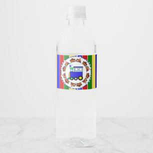 Prime Colours Choo Choo Train Baby Shower Birthday Water Bottle Label
