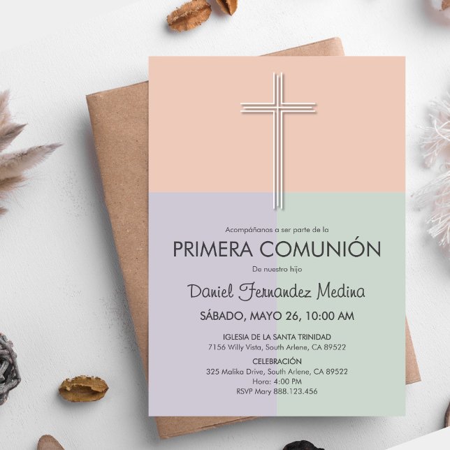 Primera Comunion Cute Minimalist First Communion Invitation (Creator Uploaded)