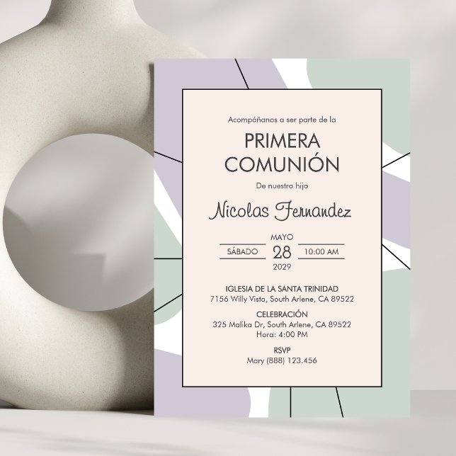 Primera Comunion Pastel Colours First Communion Invitation (Creator Uploaded)