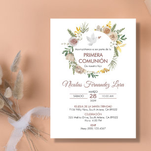 Primera Comunion Spanish Boho First Communion Invitation