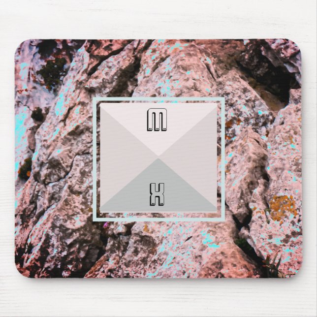 Primeval rock and piramide with your initials mouse pad (Front)