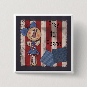 Primitive American Angel 2 Inch Square Button