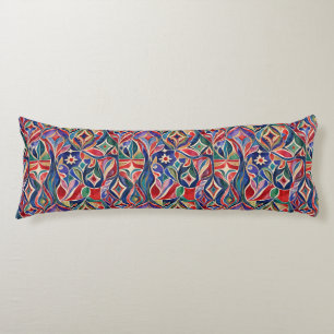Primitive Art Colourful Watercolor Body Pillow