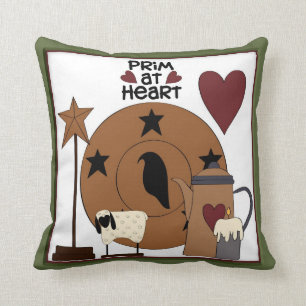 Primitive at Heart Country Sheep Decor Throw Pillow