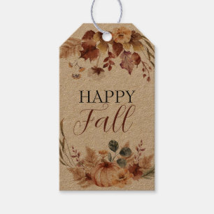 Primitive Autumn Pumpkin Farmhouse Check Plaid Gift Tags