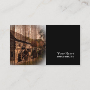 Primitive Barn Wood farmhouse mill water wheel Business Card