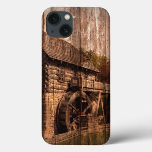 Primitive Barn Wood farmhouse mill water wheel iPhone 13 Case