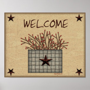 Primitive Basket Welcome Print