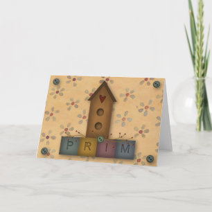 Primitive Birdhouse Note Card