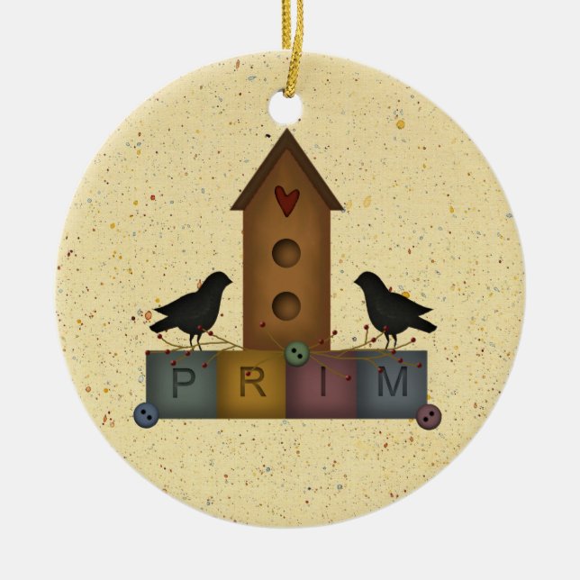 Primitive Birdhouse Ornament (Front)