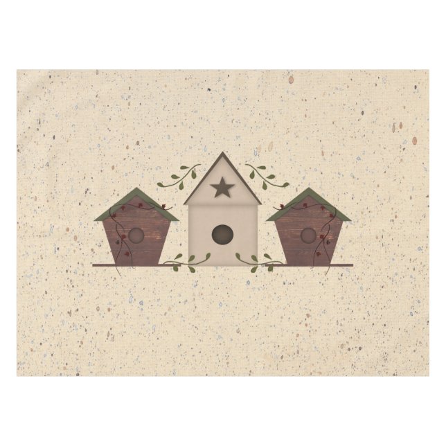 Primitive Birdhouses Tablecloth (Front (Horizontal))