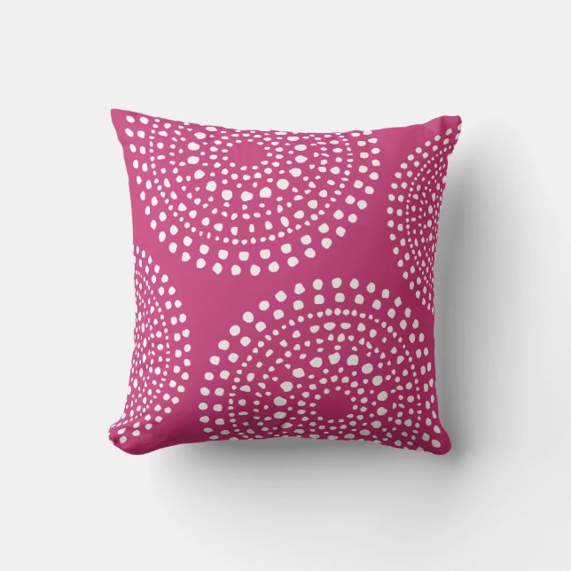 Primitive Boho Mosaic Pattern Magenta Pink Throw Pillow (Front)