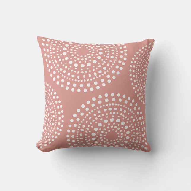 Primitive Boho Mosaic Pattern Soft Coral Throw Pillow (Front)