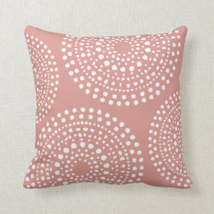 Primitive Boho Mosaic Pattern Soft Coral Throw Pillow