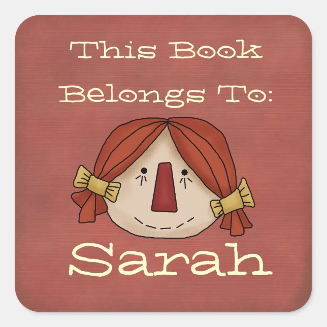 Primitive book plate square sticker (Front)