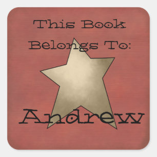 Primitive book plate square sticker